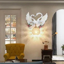 Kristallschwanen-Wandleuchte – Elegante dekorative Beleuchtung