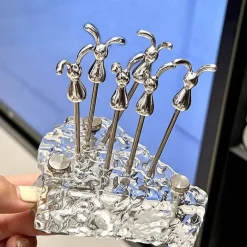 Käseförmiges Gabel- und Löffelset - Aufbewahrungsutensilien aus Glas