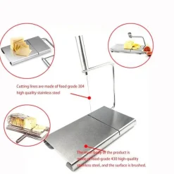 Käsehobel aus Edelstahl mit Ersatzdraht. Unverzichtbares Küchengerät für perfekt geschnittenen Käse.