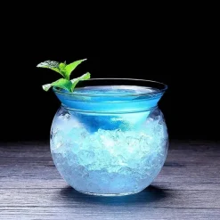 Kugelfisch-Cocktailglas – Transparenter Molekularweinkelch mit Strohhalm