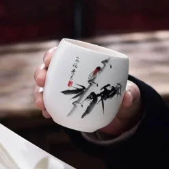 Kung-Fu-Teetassen-Set – Traditionelles weißes Keramik-Teegeschirr