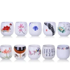 Kung-Fu-Teetassen-Set – Traditionelles weißes Keramik-Teegeschirr