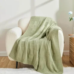 Kuschelige karierte Strickdecke - Ellis Design Throw