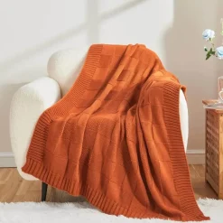 Kuschelige karierte Strickdecke - Ellis Design Throw