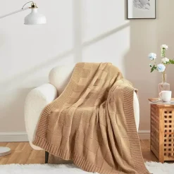 Kuschelige karierte Strickdecke - Ellis Design Throw