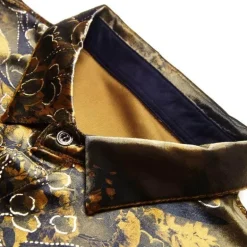 Langarmhemd aus Stretch-Samt für Herren mit Blumenmuster