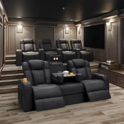 Leather Power Reclining Cinema Sofa - Electric Comfort Seating
