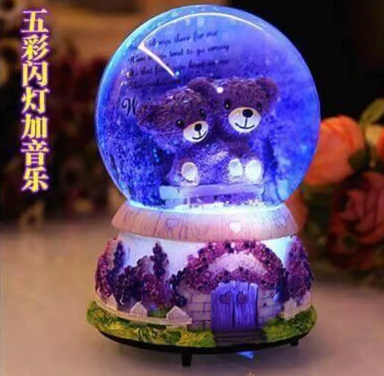 LED Crystal Ball Music Box - Glowing Night Light Decor