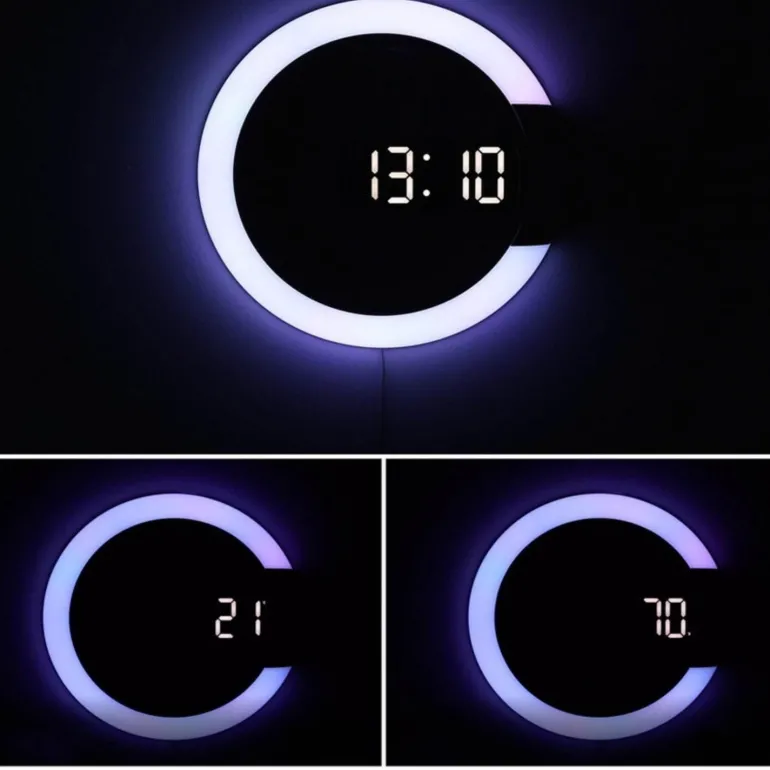 LED Wall Clock - Stylish Ring Lamp Design