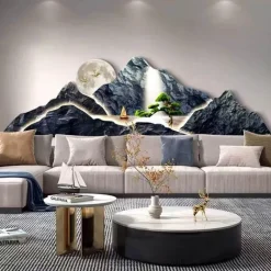 LED-Berg-Leinwandkunst - Majestätische Gipfel Wanddekoration