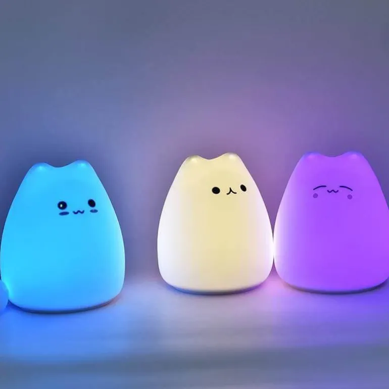 LED-Katzen-Nachtlampe – Buntes Silikonlicht mit Berührungssensor
