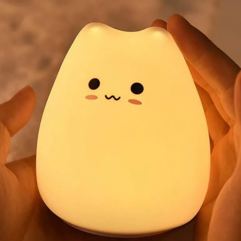 LED-Katzen-Nachtlampe – Buntes Silikonlicht mit Berührungssensor