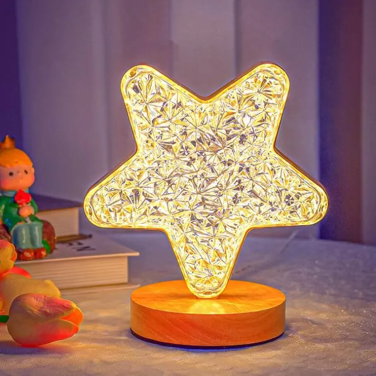LED-Kristall-Stern-Mond-Nachtlicht - Dekorative Tischlampe für Kinder