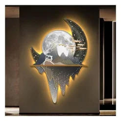 LED-Leinwandkunst – Mystisches Mondlicht-Walddekor