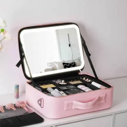 LED-Make-up-Tasche mit Spiegel – Reise-Kosmetik-Organizer