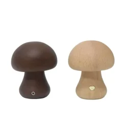 LED-Nachtlampe aus Holzpilz – Touch-Schalter-Design