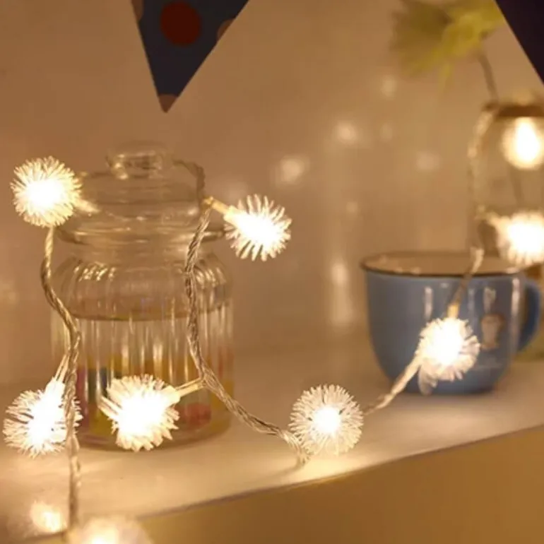 LED-Schneeball-Lichterkette – Weihnachtsdekoration für drinnen und draußen