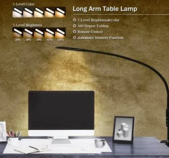 LED-Schreibtischlampe mit Fernbedienung – Tischlampe mit Klemmleuchte