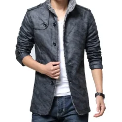 Leichter Windbreaker-Mantel aus Leder für Herren – Stilvolle lange Jacke