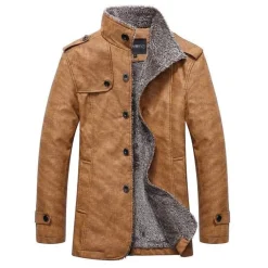 Leichter Windbreaker-Mantel aus Leder für Herren – Stilvolle lange Jacke