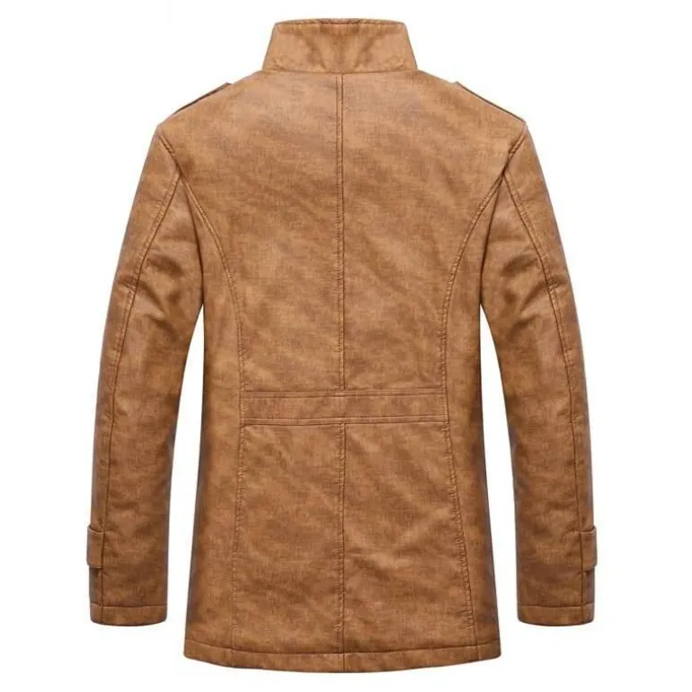 Leichter Windbreaker-Mantel aus Leder für Herren – Stilvolle lange Jacke