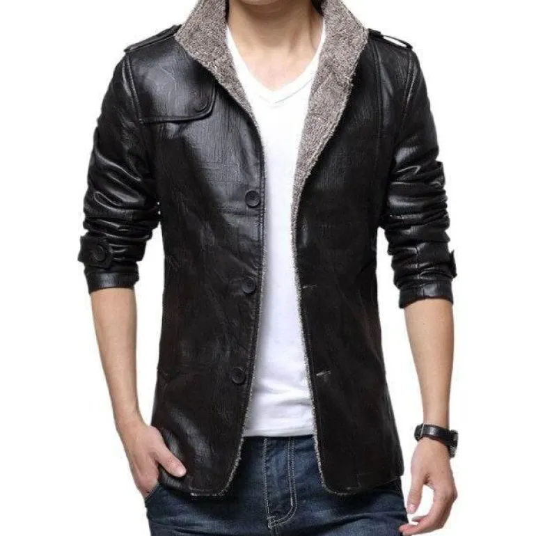 Leichter Windbreaker-Mantel aus Leder für Herren – Stilvolle lange Jacke