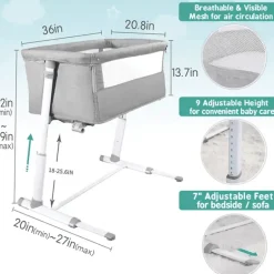 Leichtes, verstellbares Babybett – Sweet Dreams Bedside Nursery Crib