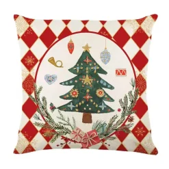 Leinen Frohe Weihnachten Kissenbezug 45x45cm Wurfkissenbezug