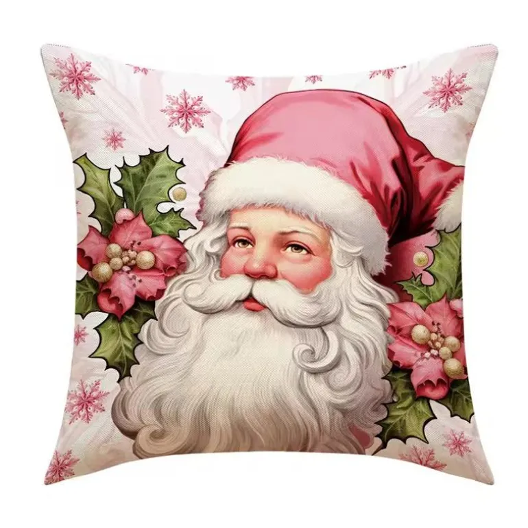 Leinen Frohe Weihnachten Kissenbezug 45x45cm Wurfkissenbezug