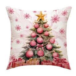 Leinen Frohe Weihnachten Kissenbezug 45x45cm Wurfkissenbezug