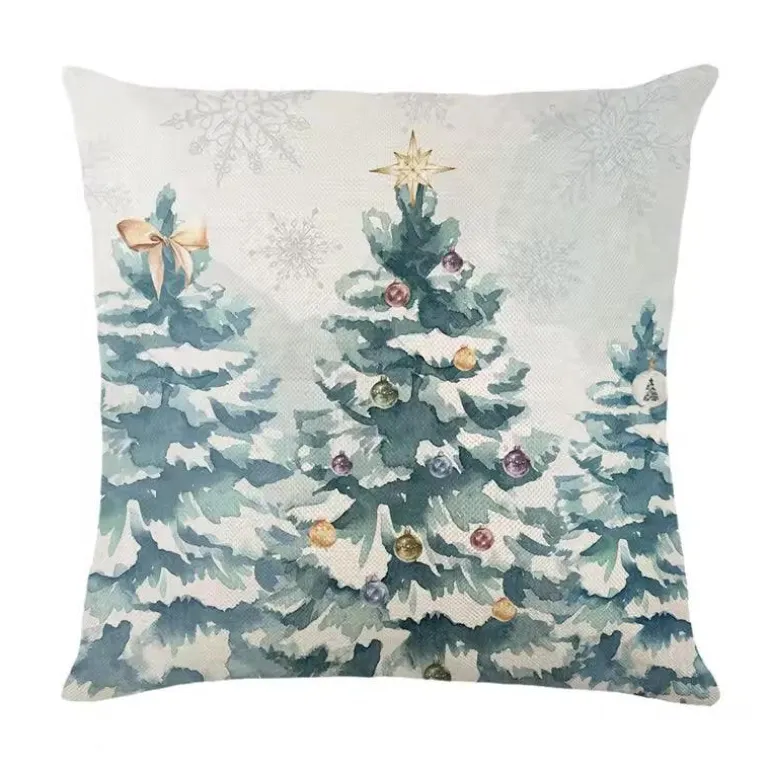 Leinen Frohe Weihnachten Kissenbezug 45x45cm Wurfkissenbezug