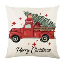Leinen Frohe Weihnachten Kissenbezug 45x45cm Wurfkissenbezug