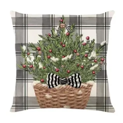 Leinen Frohe Weihnachten Kissenbezug 45x45cm Wurfkissenbezug