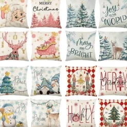 Leinen Kissenbezug mit Weihnachtsbuchstaben-Print - Weihnachtsdekoration