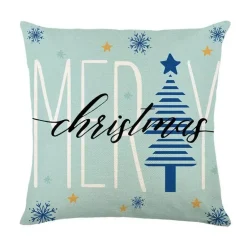 Leinen Kissenbezug mit Weihnachtsbuchstaben-Print - Weihnachtsdekoration