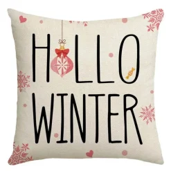 Leinen Kissenbezug mit Weihnachtsbuchstaben-Print - Weihnachtsdekoration