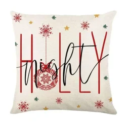 Leinen Kissenbezug mit Weihnachtsbuchstaben-Print - Weihnachtsdekoration