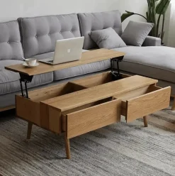 Liftable Nordic Wood Coffee Table - Space-Saving Design