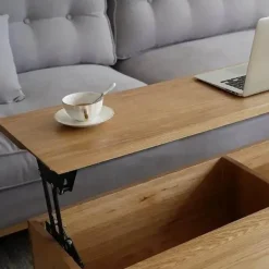 Liftable Nordic Wood Coffee Table - Space-Saving Design