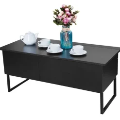 Lift-Top-Couchtisch - Moderner versteckter Stauraum aus schwarzem Holz