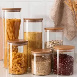 Luftdichte Vorratsgläser aus Bambusglas – Küchenorganizer
