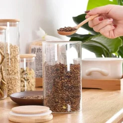 Luftdichte Vorratsgläser aus Bambusglas – Küchenorganizer