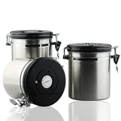 Luftdichter Kaffee-Aufbewahrungsbehälter aus Edelstahl mit CO2-Ventil – Frische-Keeper