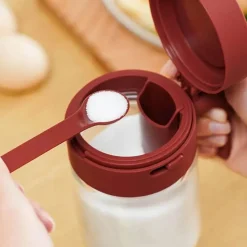 Luftdichtes Gewürzglas aus Glas mit Verschlusslöffel – Aufbewahrungsbehälter für die Küche