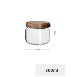 Luftdichtes Gewürzglas aus Glas – 284 ml Behälter mit Deckel aus Akazienholz