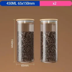 Luftdichtes Vorratsglas für Kaffeebohnen aus Glas mit Bambusdeckel – Küchen-Organizer für Frische