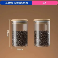 Luftdichtes Vorratsglas für Kaffeebohnen aus Glas mit Bambusdeckel – Küchen-Organizer für Frische