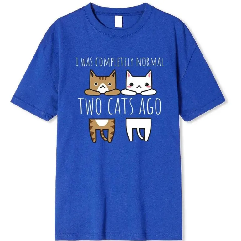 Lustiges Katzen-T-Shirt - Vor zwei Katzen war ich normal