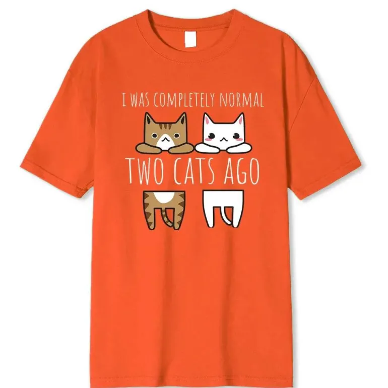 Lustiges Katzen-T-Shirt - Vor zwei Katzen war ich normal