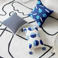 Luxuriöser, blauer getufteter Kissenbezug – bestickte Heimdekoration, 45 x 45 cm, 30 x 50 cm